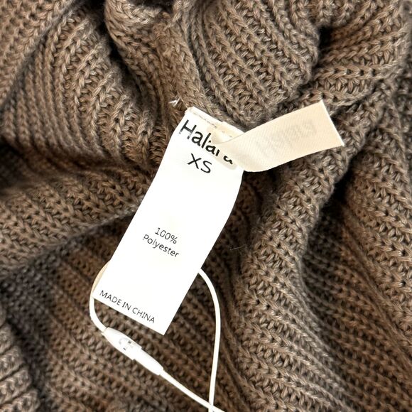 HALARA Funnel Neck 1/2 Zip Tunic XS Split Casual Sweater Desert Taupe NWT B40 - Picture 7 of 7
